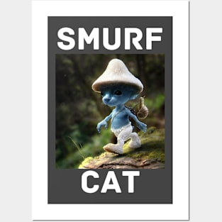 Funny blue mushroom Cat Meme we love live lie Posters and Art